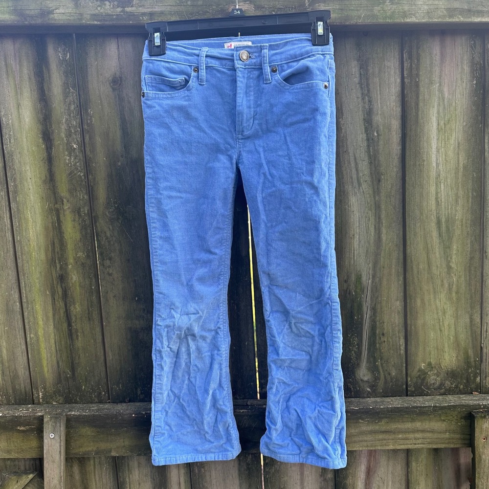 Crewcuts Blue Corduroy Flare Pants Girls Size 8 Slim Stretch Cotton J.Crew Prep